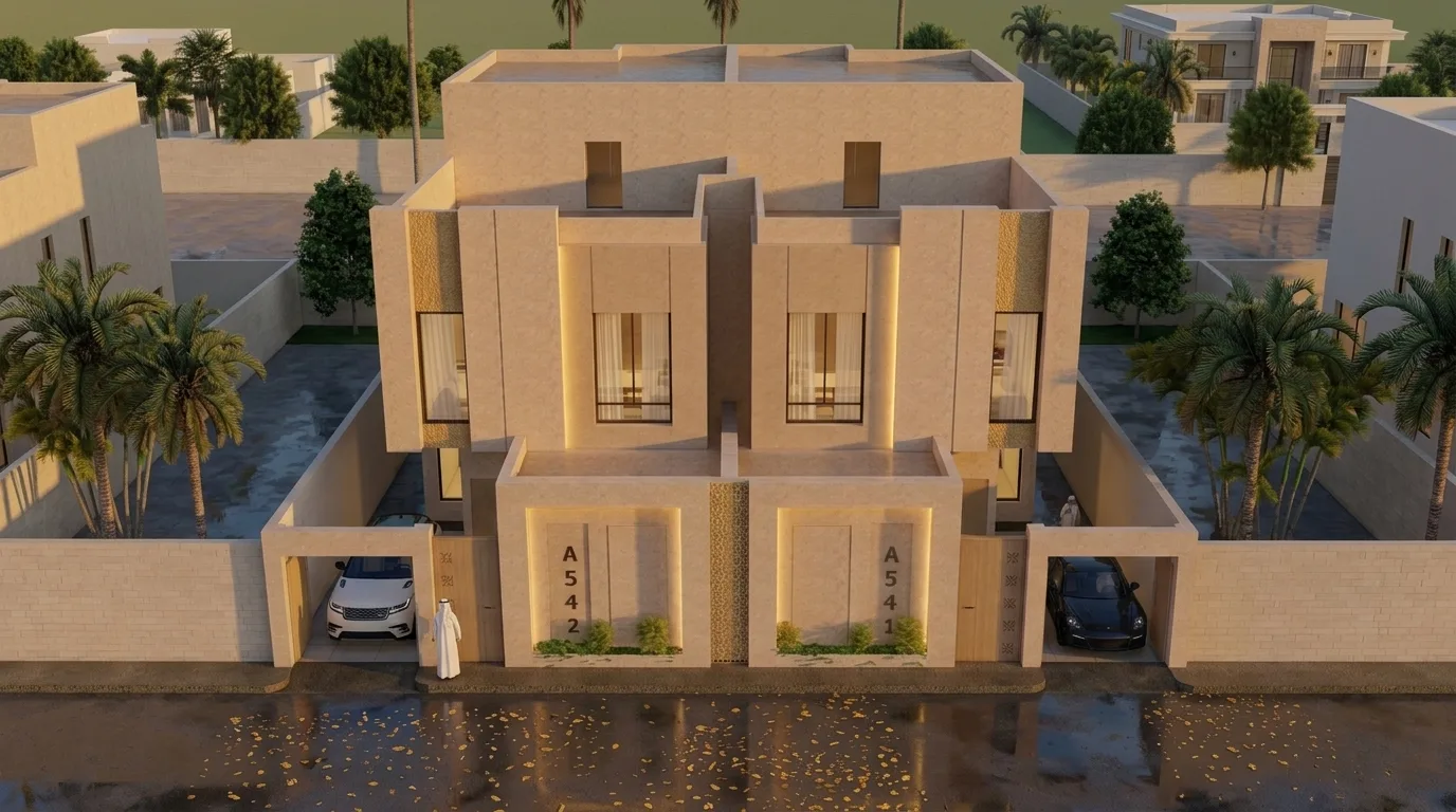 دوبلكس سكني، حي الضاحية — منظور جوي